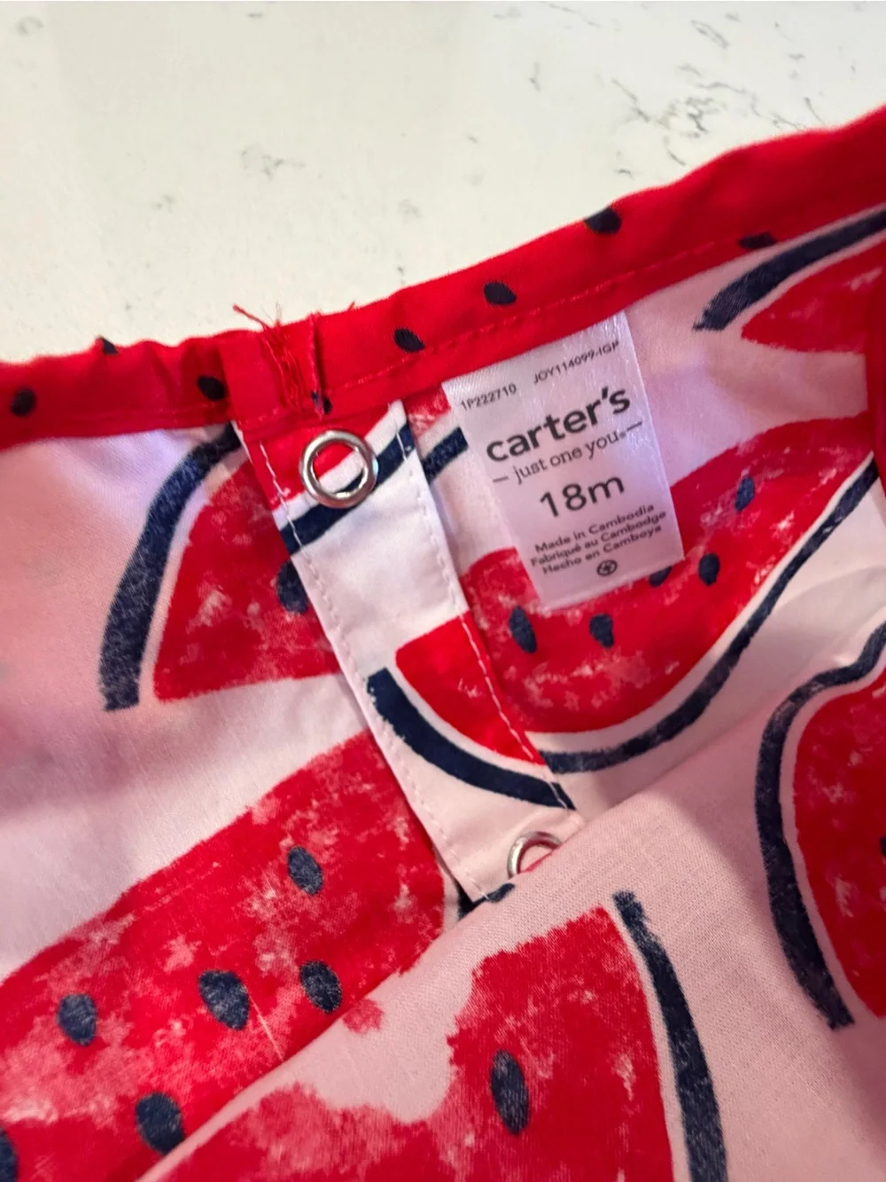 Carter's White Bib with Red Watermelon Print